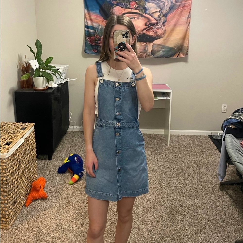 Denim overall dress